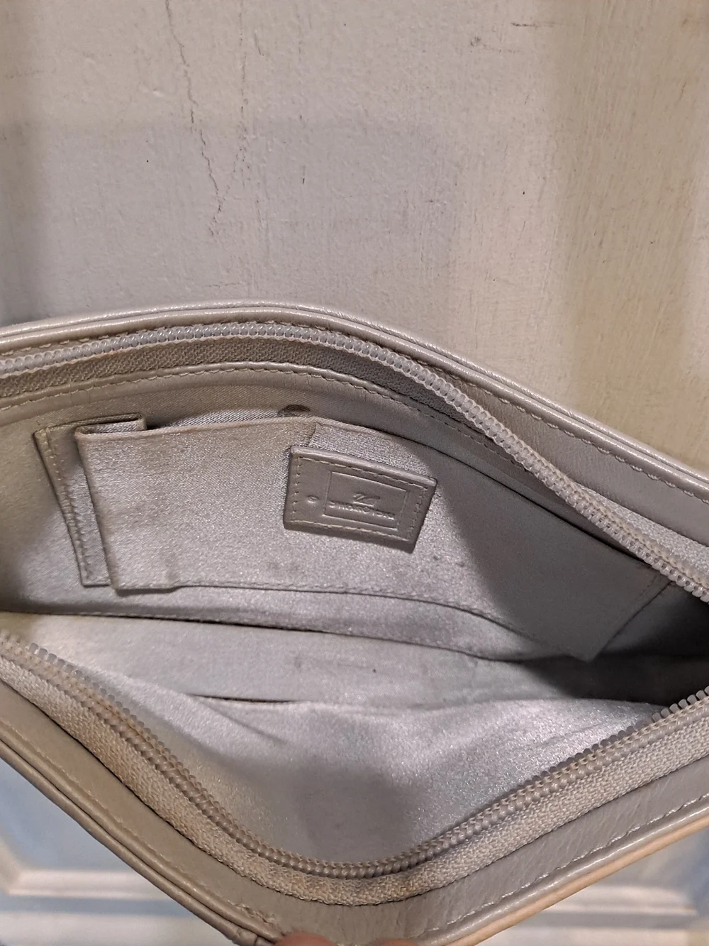 Swarovski Crystals Y2k Beige Gray Tri-panel Colorblock Baguette Shoulder Bag